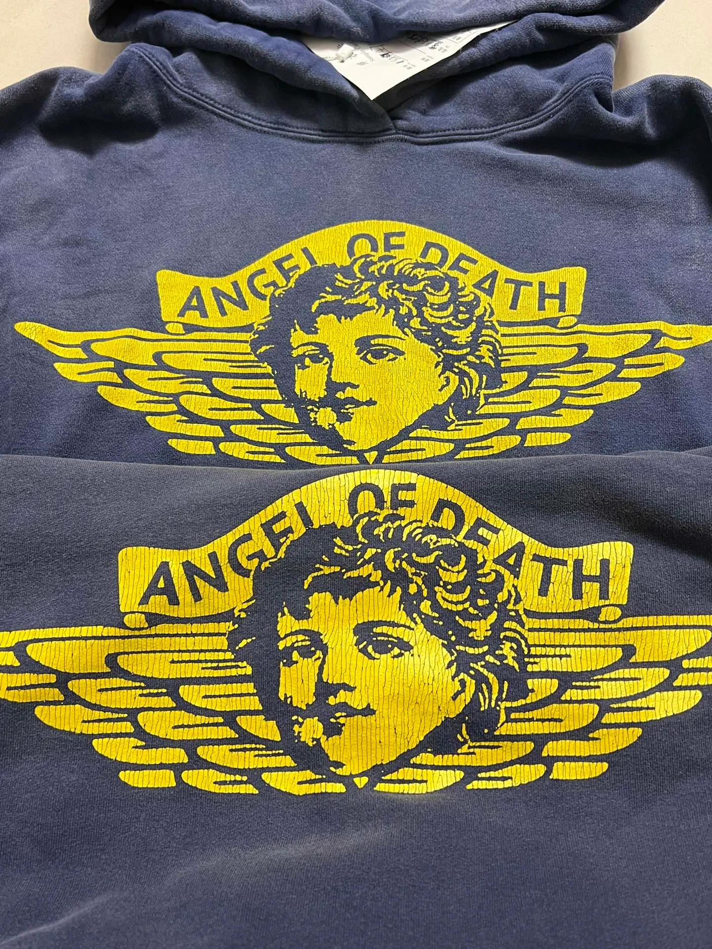 Proofing vs original SAINT M×××××× ANGEL HOODIE/NAVY Angel Reborn Blue Hoodie Washed Blue S-XL
